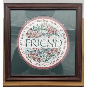 VTG Framed & Matted Calligraphy FRIEND by Holly V Monroe Bible Quote 11x11”